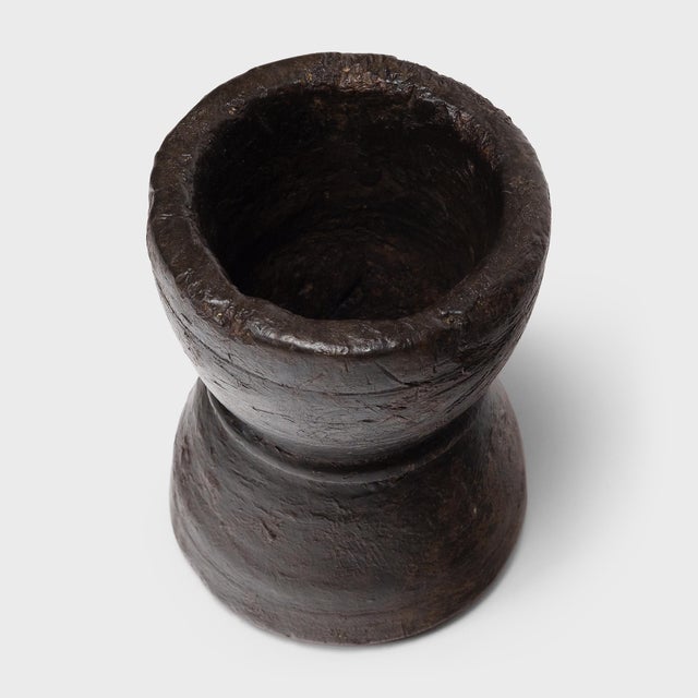 Rustic Chinese Turned Wooden Mortar, C. 1900 For Sale - Image 3 of 3