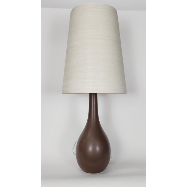 Brown Vintage Lotte and Gunnar Bostlund Table Lamp With Original Shade For Sale - Image 8 of 12