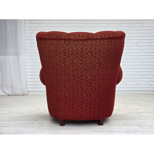 Danish Armchair in Red Wool with Oak Legs, 1950s For Sale - Image 16 of 18