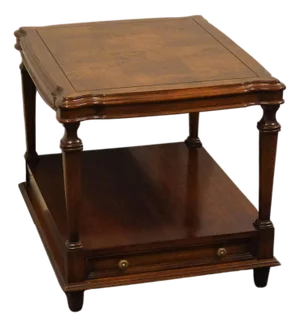 Ethan Allen Collectors Classics 22" Pecan Rectangular Accent End Table W. Olive Ash Burl Veneer 13-8512