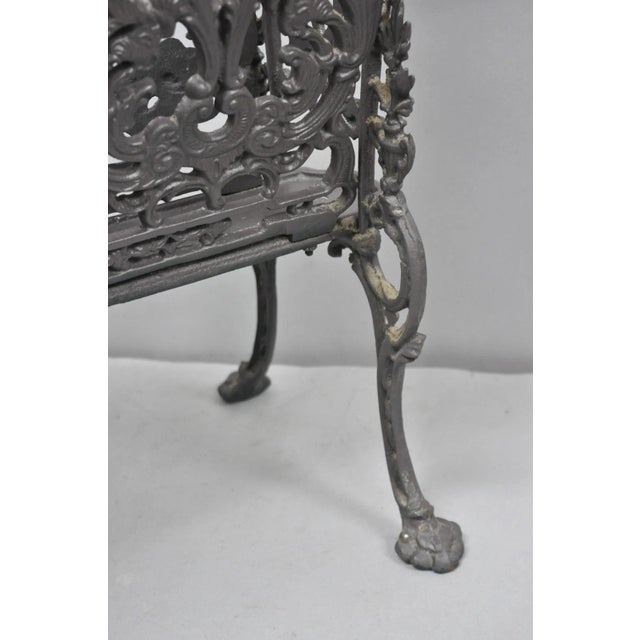 Gray Vintage French Renaissance Victorian Style Cast Iron Magazine Rack With Cherubs For Sale - Image 8 of 15