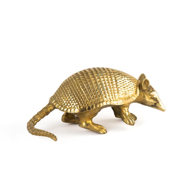 Vintage Solid Cast Brass Armadillo Figure For Sale - Image 4 of 17