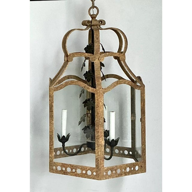 Vintage Iron and Glass Ivy Lantern For Sale - Image 12 of 12