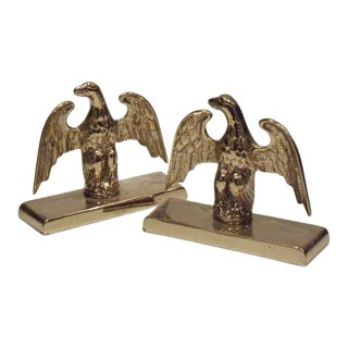 Vintage Solid Brass Eagle Bookends - a Pair For Sale