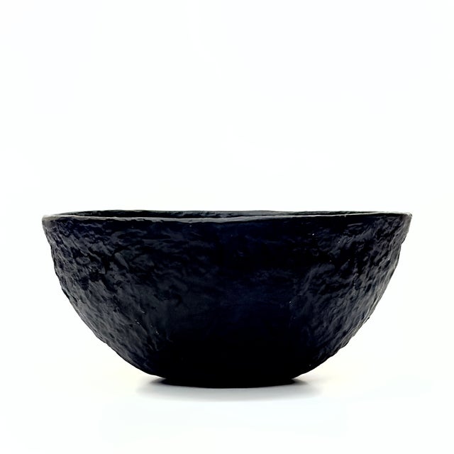 Oversized Limited Edition Black Ceramic Lava Ware Serving Bowl by Ikea For Sale - Image 9 of 13