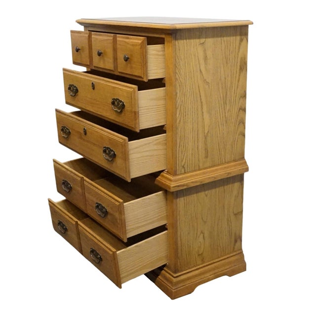 Broyhill Premier Early American Country Style Solid Oak 37" Chest on Chest 6510-41 For Sale In Kansas City - Image 6 of 13
