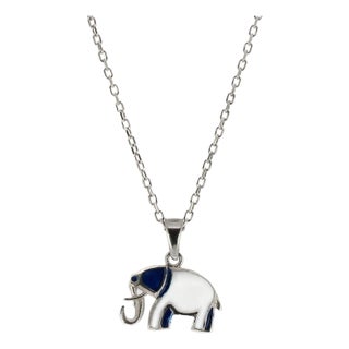 Sterling Silver Blue Elephant Necklace For Sale