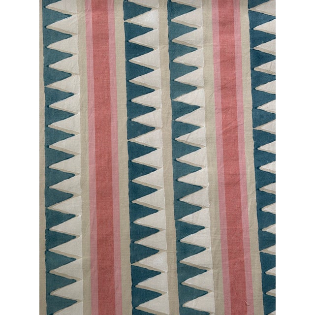 Thibaut Thibaut Lomita Stripe French Blue and Coral Fabric 2 1/2 Yards For Sale - Image 4 of 5
