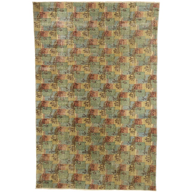 Vintage Zeki Muren Distressed Turkish Sivas Rug - 6′8″ × 10′2″ For Sale - Image 10 of 10