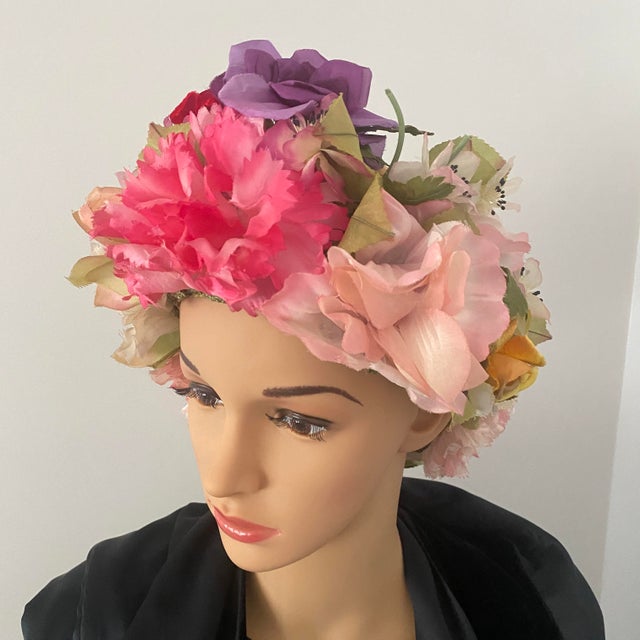 Mid 20th Century Vintage Dior Exquisite Silk Floral Chapeau For Sale In Sacramento - Image 6 of 11