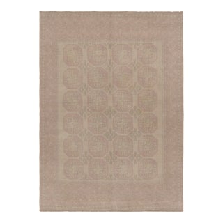 Vintage Ersari Rug in Pink and Beige/Brown With Geometric Patterns by Rug & Kilim For Sale