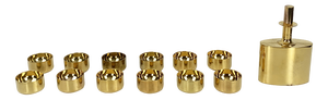 Decanter and Tumblers in Gold Plated Brass by Pierre Forsell for Skultuna, 1960s, Set of 13