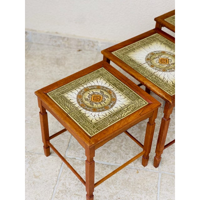 Danish Nesting Tables in Teak and Ceramic, 1960s, Set of 3 For Sale - Image 11 of 18