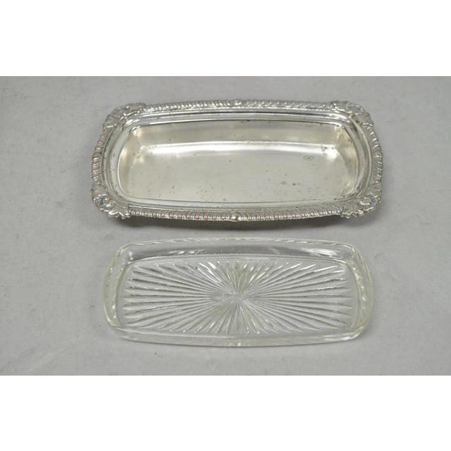 Vintage Victorian Silver Plated Repousse Covered Butter Dish W/ Glass Liner For Sale - Image 12 of 16