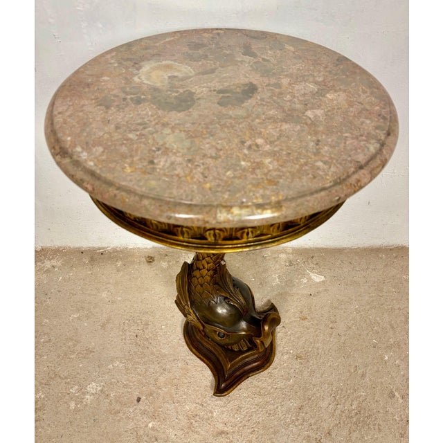 Antique Polychromed Pedestal Side Table with Marble Top For Sale - Image 13 of 13