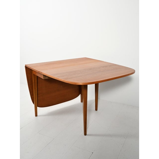 Scandinavian Folding Table with Two Extensions, 1950s For Sale - Image 10 of 13