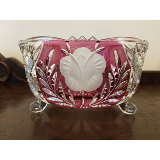 Cut to Clear Crystal Ruby Flash Fruit Bowl For Sale - Image 13 of 13
