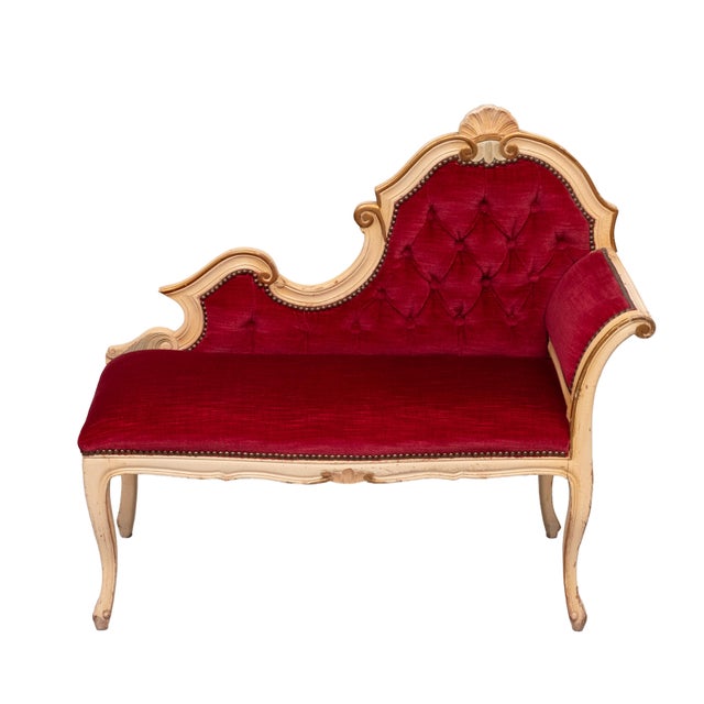 Louis XVI Red Velvet Hall Sofa, France, 1950s For Sale - Image 12 of 12