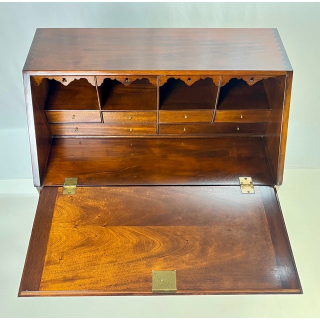 Vintage Queen Anne Style Mahogany Slant-Front Bureau Secretary Desk For Sale - Image 10 of 17