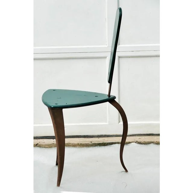 Mid-Century Modern Late 20th Century Post Modern Chair Handmade Wrought Iron & Wood For Sale - Image 3 of 5