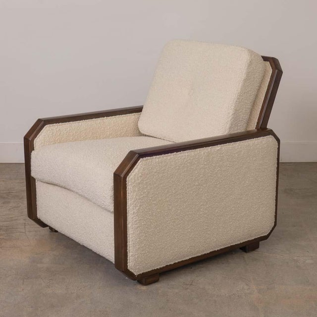 Art Deco Mid 20th Century French Art Deco Wood and Upholstered Chair For Sale - Image 3 of 16