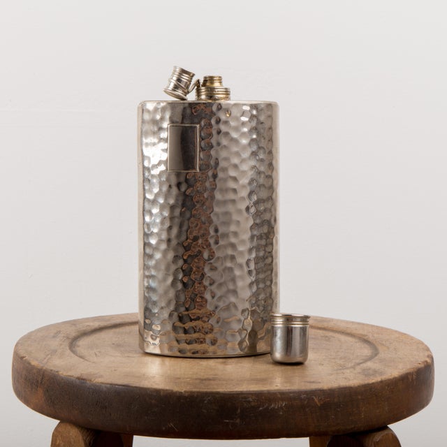 Metal 1960s West German Made Hammered Flask For Sale - Image 7 of 7