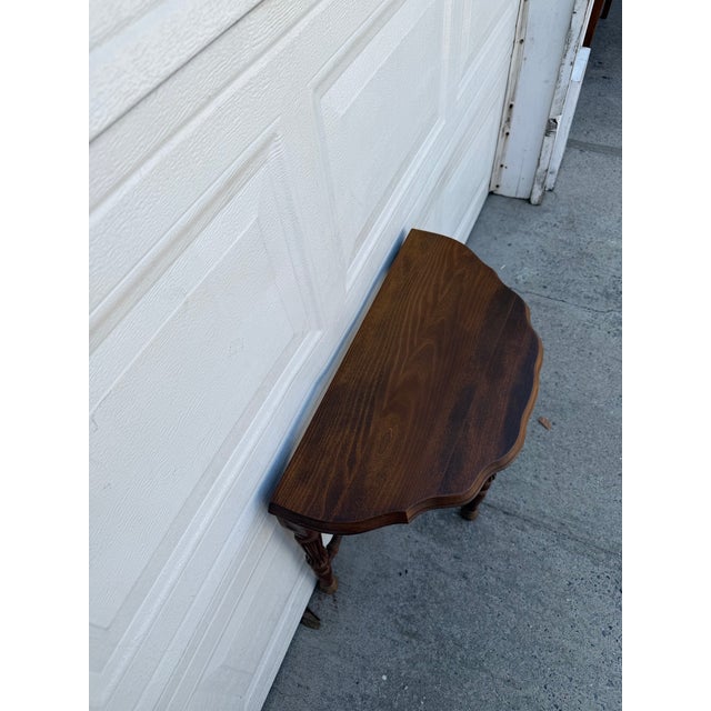Vintage English Jacobean Revival Demilune Console Table For Sale In New York - Image 6 of 11