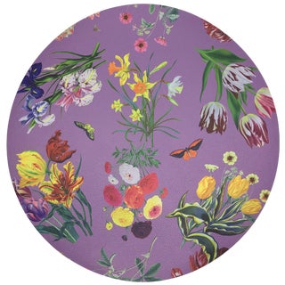 Nicolette Mayer Flora Fauna Orchid 16" Round Pebble Placemats, Set of 4 For Sale