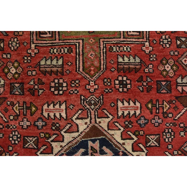 Karajeh Runner 3’2” X 10’2” Red Wool Semi-Antique Tribal Hand-Knotted Rug For Sale - Image 10 of 15