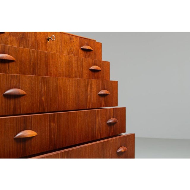 Brown Chest of Drawers in Teak by Johannes Sorth for Nexo Mobelfabrik, Denmark, 1960s For Sale - Image 8 of 14