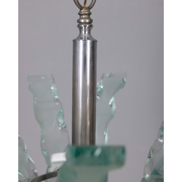 Silver Vintage Worked Glass Chandelier from Zeroquattro, 1970s For Sale - Image 8 of 10