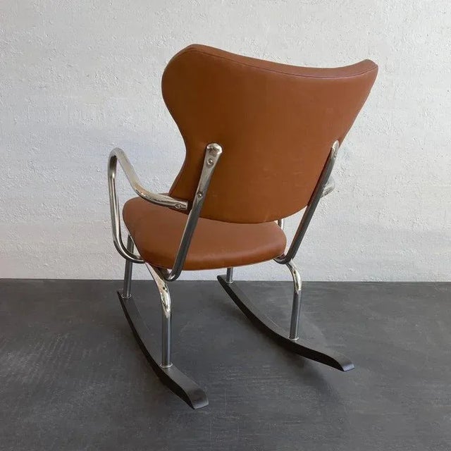 1930s Art Deco Chrome and Leather Rocking Chair | Chairish