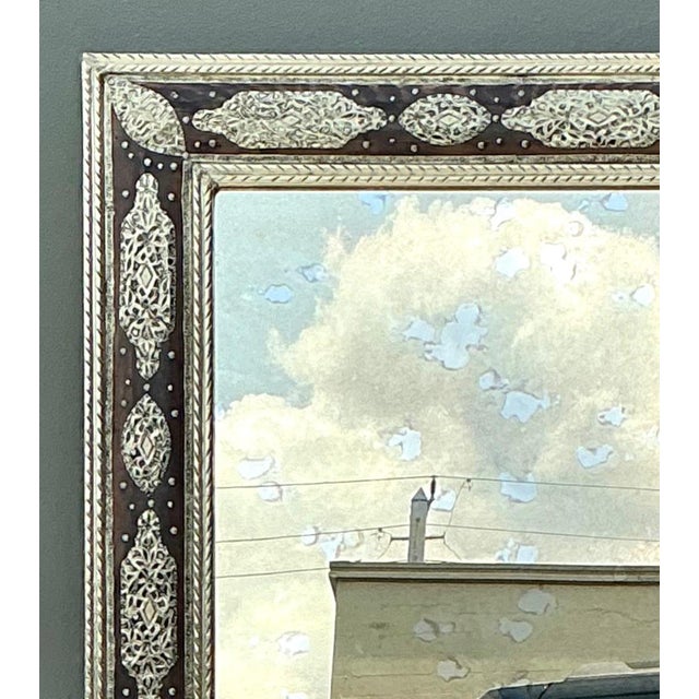 Coffee Vintage Moroccan Ornate Wood and Metal Mirror For Sale - Image 8 of 15