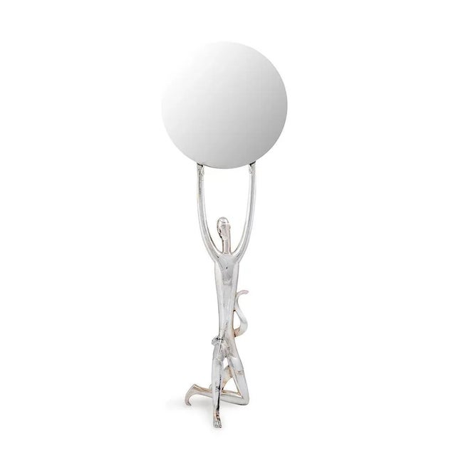 Werkstatte Hagenauer, Table Mirror Kneeling Man, 1920s, Brass For Sale - Image 6 of 6