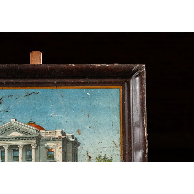 Modern Early 20th Century "Modern Maccabee Temple" Self-Framed Tin Litho Sign For Sale - Image 3 of 8