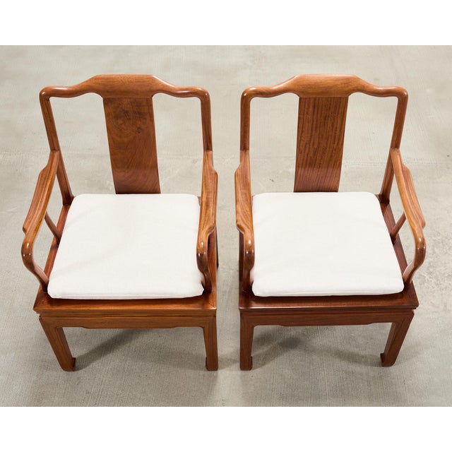 Pair of Chinese Export Ming Dynasty-Style Hardwood Armchairs For Sale - Image 4 of 18