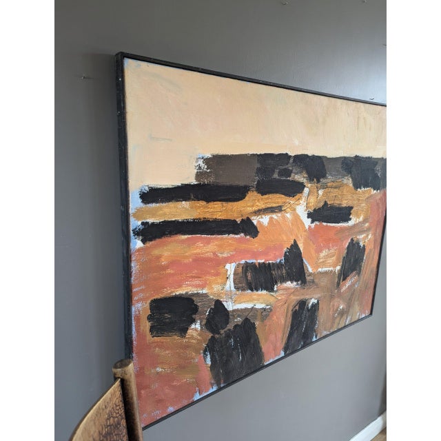 Mid-Century Modern 'Abstract Horizon' Vintage Swedish Abstract Landscape Oil Painting, Framed For Sale - Image 4 of 12