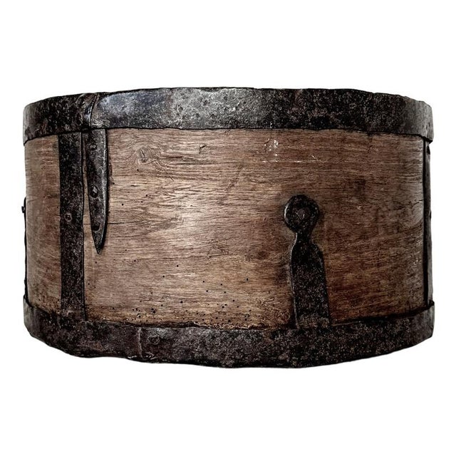 Black Antique Wrought Iron Wooden Bowl, 1890s For Sale - Image 8 of 8