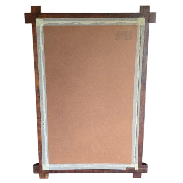 Large Vintage Rustic Mahogany Wall Mirror, 1980s For Sale - Image 4 of 6