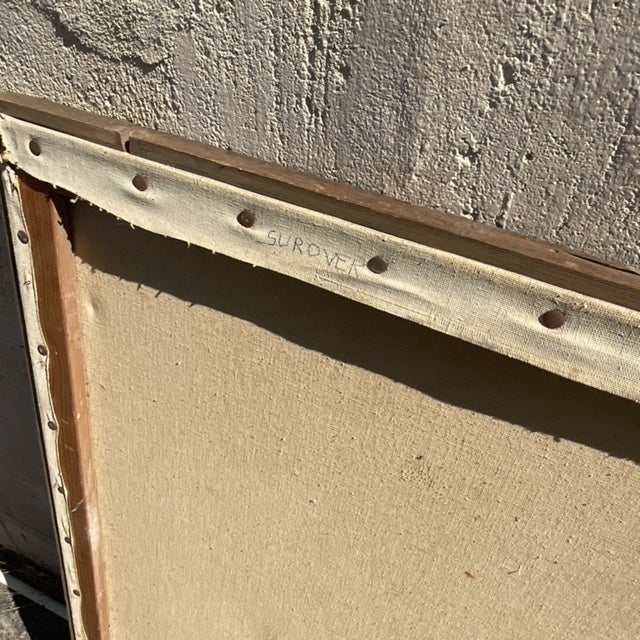 Vintage Boho Original Abstract Oil on Canvas Painting For Sale - Image 4 of 8