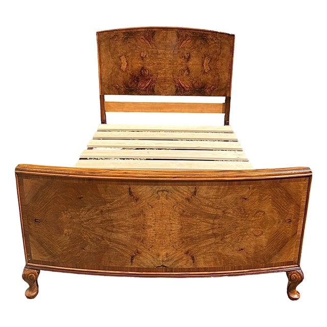 Art Deco Figured Walnut Double Bed, 1930s For Sale