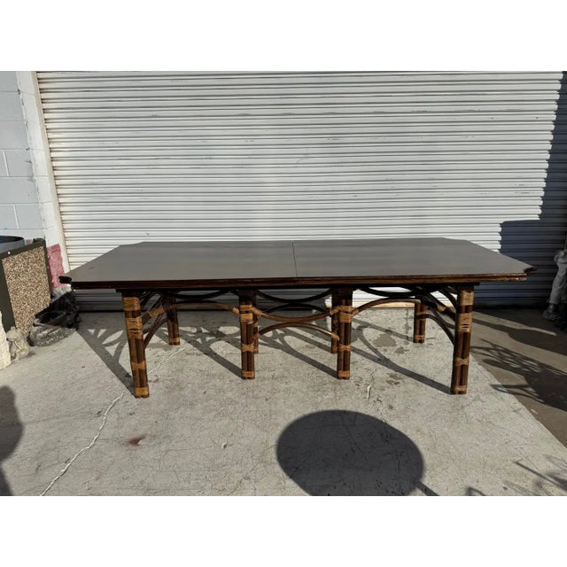 Late 20th Century Handcrafted in Thailand Boho Chic Bamboo/Teak Dining Room Table For Sale - Image 10 of 12