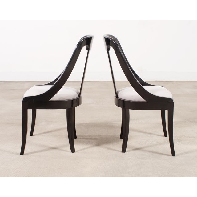 Black Set of Eight French Art Deco Lacquered Gondola Dining Chairs For Sale - Image 8 of 18