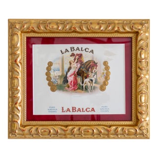 Early 20th Century Tobacciana Framed La Balca Inner Cigar Box Label With Horse and Dog For Sale