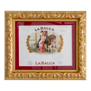 Early 20th Century Tobacciana Framed La Balca Inner Cigar Box Label With Horse and Dog