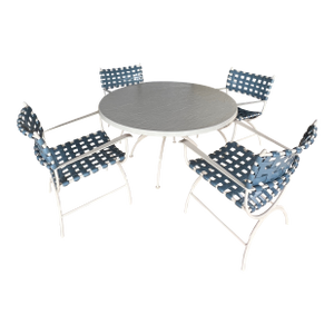 1970s Brown Jordan Style Outdoor Dining Table & 4 Chairs