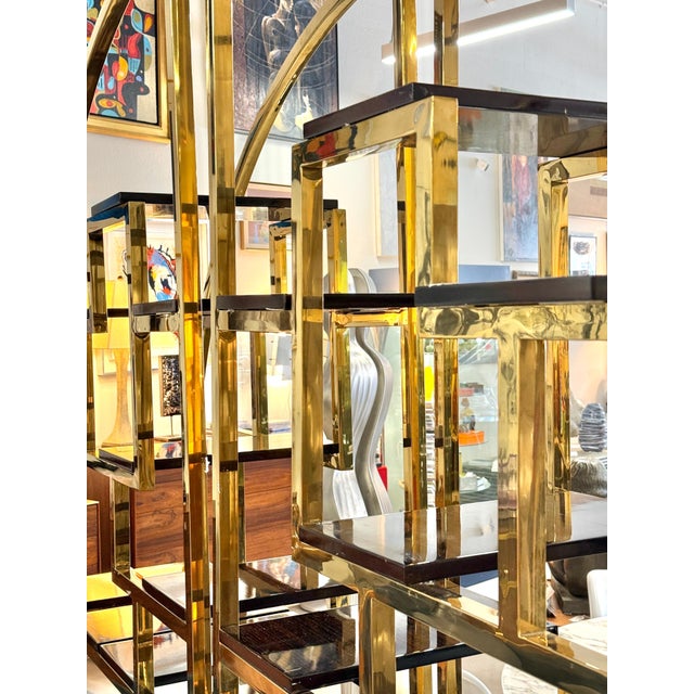 Custom Macassar Ebony and Brass Demi Lune Room Divider For Sale - Image 9 of 18