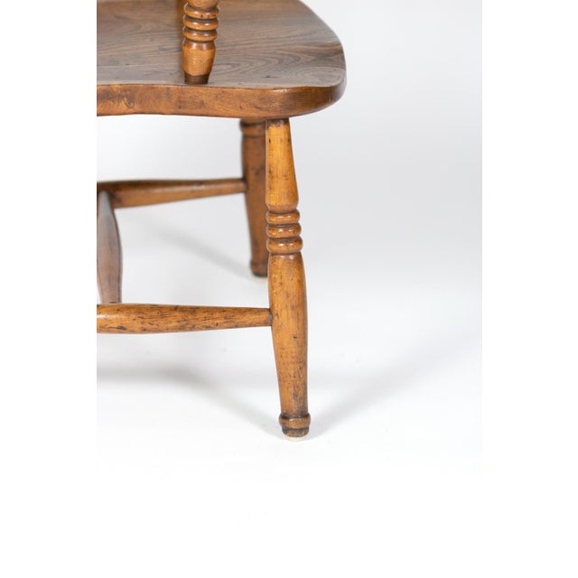 English Elm Vertical Slat Back Armchair Circa 1890 With Turned Legs and H-Stretcher For Sale - Image 12 of 13