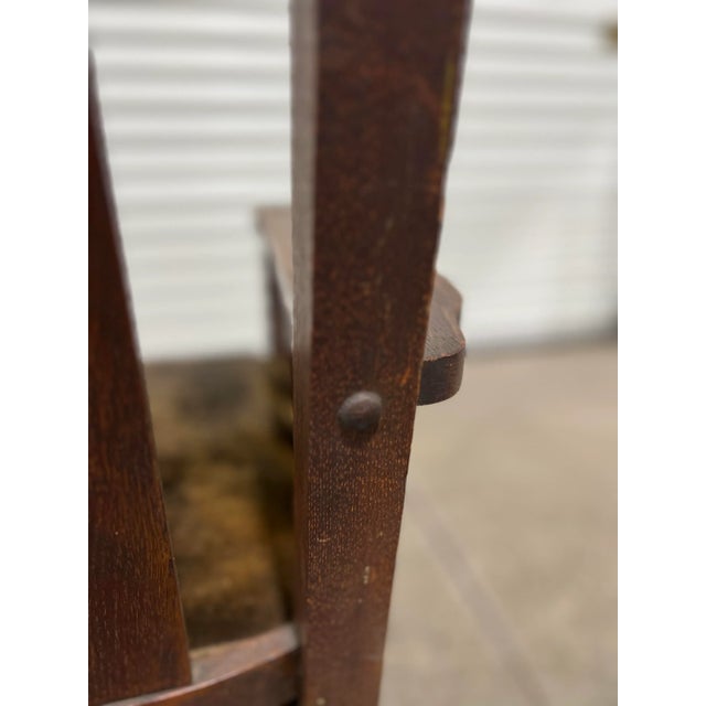 Early 1900s Antique Stickley Bros. Arts & Crafts Oak Chair With Velvet Upholstery For Sale - Image 9 of 12