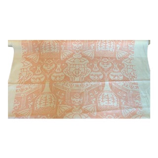 Clarence House "The Vase" Fabric Pink on White Ground For Sale